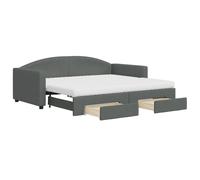 vidaXL Somier convertible con cajones, color gris oscuro, 90x190 cm, tapizado en tela