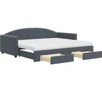 vidaXL Somier convertible con cajones, color gris oscuro, 90x190 cm, tapizado en terciopelo