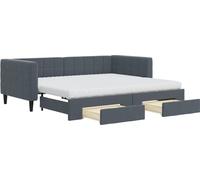 vidaXL Somier convertible con cajones, color gris oscuro, 90x190 cm, tapizado en terciopelo