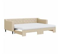 vidaXL Somier convertible con colchón, color crema, 80x200 cm, tapizado en tela