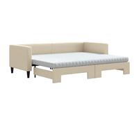 vidaXL Somier convertible con colchón, color crema, 80x200 cm, tapizado en tela