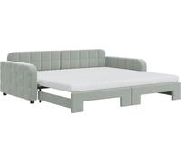 vidaXL Somier convertible con colchón, color gris claro, 100x200 cm, tapizado en terciopelo