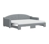 vidaXL Somier convertible con colchón, color gris claro, 80x200 cm, tapizado en tela