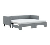 vidaXL Somier convertible con colchón, color gris claro, 80x200 cm, tapizado en tela