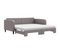vidaXL Somier convertible con colchón, color taupe, 100x200 cm, tapizado en tela