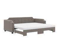 vidaXL Somier convertible con colchón, color taupe, 100x200 cm, tapizado en tela