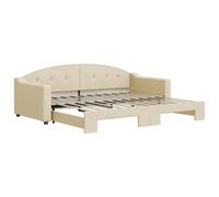 vidaXL Somier convertible diario, color crema, 90x200 cm, tapizado en tela