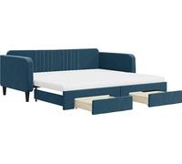 vidaXL Somier convertible diario con cajones, color azul, 100x200 cm, tapizado en terciopelo