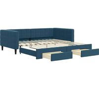 vidaXL Somier convertible diario con cajones, color azul, 100x200 cm, tapizado en terciopelo