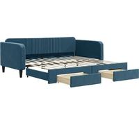 vidaXL Somier convertible diario con cajones, color azul, 100x200 cm, tapizado en terciopelo