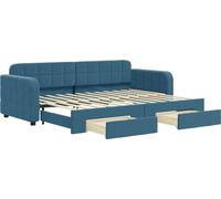 vidaXL Somier convertible diario con cajones, color azul, 80x200 cm, tapizado en terciopelo