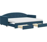 vidaXL Somier convertible diario con cajones, color azul, 80x200 cm, tapizado en terciopelo