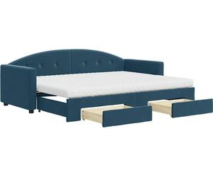 vidaXL Somier convertible diario con cajones, color azul, 80x200 cm, tapizado en terciopelo