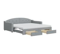 vidaXL Somier convertible diario con cajones, color gris claro, 100x200 cm, tapizado en tela