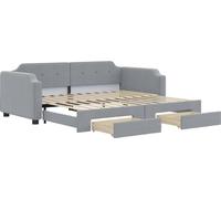 vidaXL Somier convertible diario con cajones, color gris claro, 80x200 cm, tapizado en tela