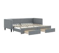 vidaXL Somier convertible diario con cajones, color gris claro, 80x200 cm, tapizado en tela
