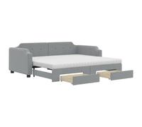 vidaXL Somier convertible diario con cajones, color gris claro, 80x200 cm, tapizado en tela