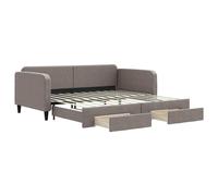 vidaXL Somier convertible diario con cajones, color taupe, 100x200 cm, tapizado en tela