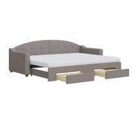 vidaXL Somier convertible diario con cajones, color taupe, 80x200 cm, tapizado en tela