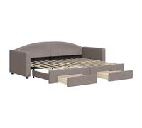 vidaXL Somier convertible diario con cajones, color taupe, 80x200 cm, tapizado en tela