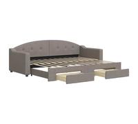 vidaXL Somier convertible diario con cajones, color taupe, 80x200 cm, tapizado en tela