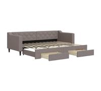 vidaXL Somier convertible diario con cajones, color taupe, 80x200 cm, tapizado en tela