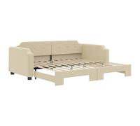 vidaXL Somier diario extensible, color crema, 100x200 cm, tapizado en tela