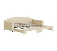 vidaXL Somier diario extensible, color crema, 100x200 cm, tapizado en tela