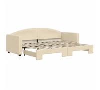 vidaXL Somier diario extensible, color crema, 80x200 cm, tapizado en tela