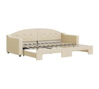 vidaXL Somier diario extensible, color crema, 80x200 cm, tapizado en tela