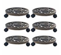 vidaXL Soporte con ruedas de plantas 6 uds plástico color bronce 30 cm