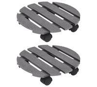 vidaXL Soporte con ruedas para plantas 2 unidades WPC gris Ø30x7,5 cm