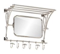 vidaXL Soporte de equipaje con perchas y espejo de pared aluminio