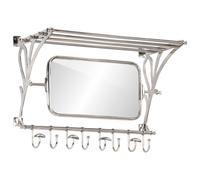 vidaXL Soporte de equipaje con perchas y espejo de pared aluminio