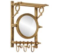 vidaXL Soporte de equipaje con perchas y espejo de pared aluminio