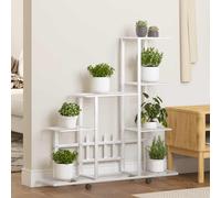 vidaXL Soporte de flores con rueda de metal blanco 94,5x25x92,5 cm