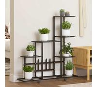 vidaXL Soporte de Flores con Rueda Plantas Maceta Exhibición Salón Sala de Estar Habitación Oficina Exterior Decoración de Metal Negro 94,5x25x92,5 cm