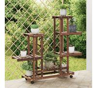 vidaXL Soporte de flores con ruedas madera maciza abeto 95x25x101 cm