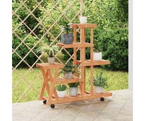 vidaXL Soporte de flores con ruedas madera maciza abeto 95x25x101 cm