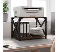 vidaXL Soporte de Impresora 2 Niveles, Estante para Impresora de Escritorio, Organizador de Archivos, Estante de Almacenamiento, Marrón Roble