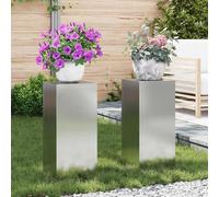 vidaXL Soporte de plantas 2 uds. Plateado 24 x 24 x 55 cm