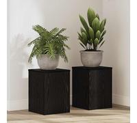 vidaXL Soporte de plantas 2 pcs Roble Negro 25 x 25 x 35 cm, estante moderno para decoración
