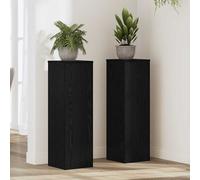 vidaXL Soporte de plantas, estante moderno Roble Negro 25 x 25 x 80 cm, 2 piezas
