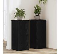 vidaXL Soporte de plantas Roble Negro 2 piezas 30 x 30 x 70 cm – Estante moderno para decoración