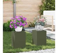vidaXL Soporte de plantas 2 uds. Verde oliva 24 x 24 x 35 cm