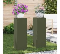 vidaXL Soporte de plantas 2 uds. Verde oliva 24 x 24 x 75 cm