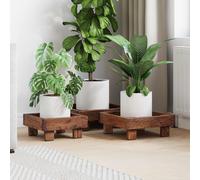 vidaXL Soporte de plantas 3 pcs Marrón Madera de Caoba