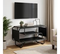 vidaXL Soporte de TV 80 x 36 x 45 cm Roble Negro Madera de ingeniería