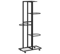 vidaXL Soporte para Flores 5 Alturas y Ruedas Vertical Pie Pared Soporte Almacenaje en Baño Tendedero Estantería Perchero en Casa Hierro Negro