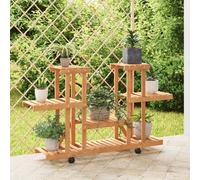 vidaXL Soporte para flores con ruedas madera maciza abeto 110x25x78 cm
